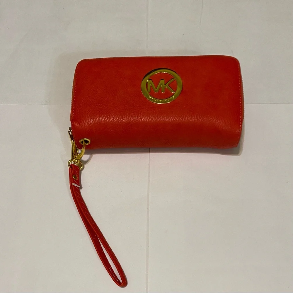 Michael Kors Coral Wristlet with Gold Accents